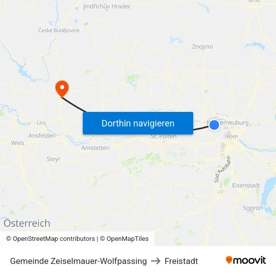 Gemeinde Zeiselmauer-Wolfpassing to Freistadt map