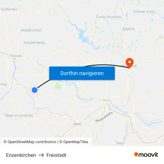 Enzenkirchen to Freistadt map