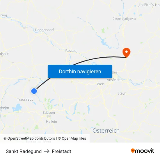 Sankt Radegund to Freistadt map