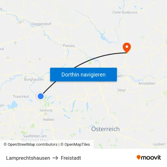 Lamprechtshausen to Freistadt map