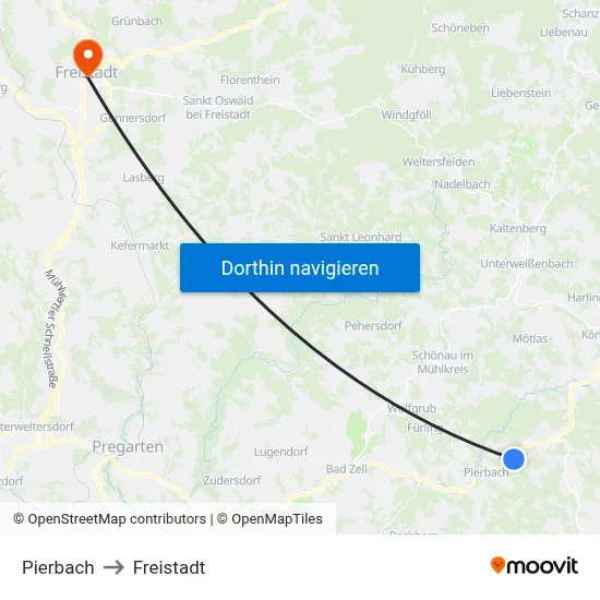 Pierbach to Freistadt map