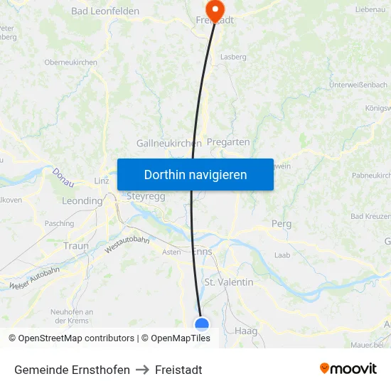Gemeinde Ernsthofen to Freistadt map