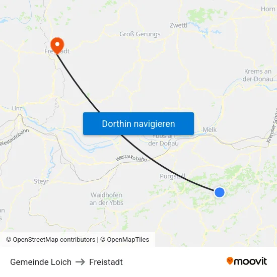 Gemeinde Loich to Freistadt map