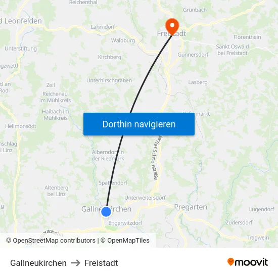 Gallneukirchen to Freistadt map