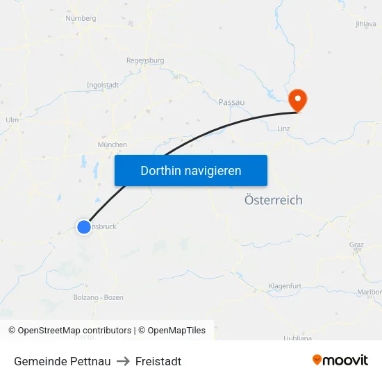 Gemeinde Pettnau to Freistadt map