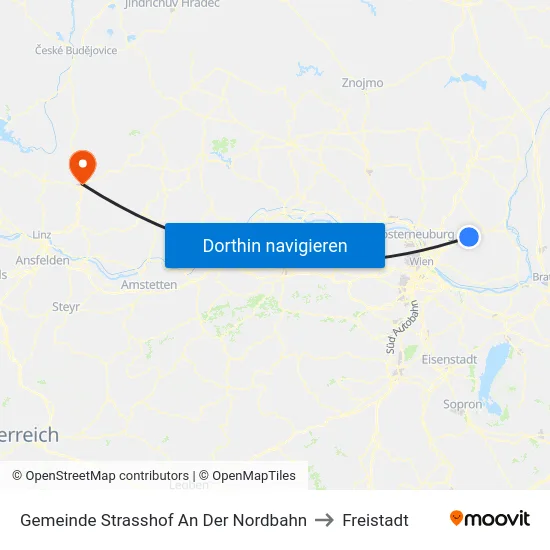 Gemeinde Strasshof An Der Nordbahn to Freistadt map
