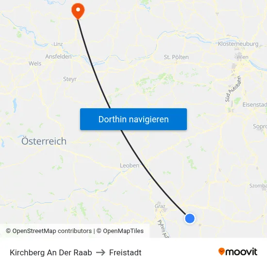 Kirchberg An Der Raab to Freistadt map