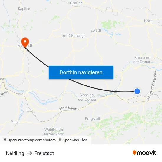 Neidling to Freistadt map