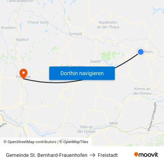 Gemeinde St. Bernhard-Frauenhofen to Freistadt map