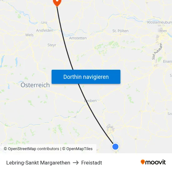 Lebring-Sankt Margarethen to Freistadt map