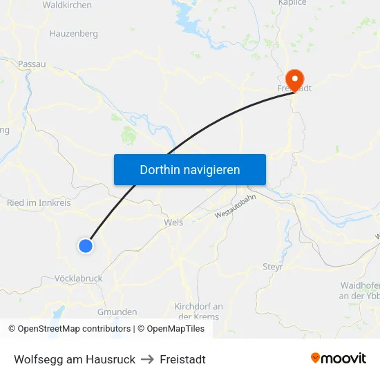 Wolfsegg am Hausruck to Freistadt map