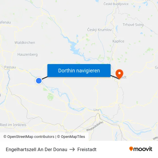 Engelhartszell An Der Donau to Freistadt map