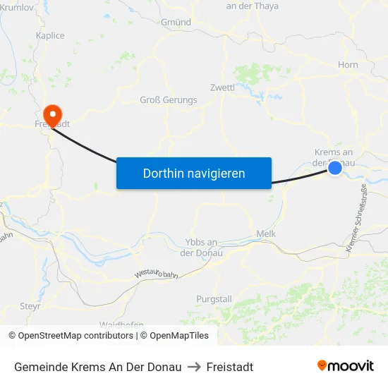 Gemeinde Krems An Der Donau to Freistadt map
