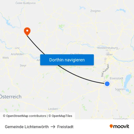 Gemeinde Lichtenwörth to Freistadt map