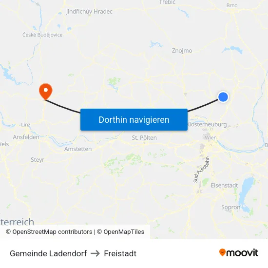 Gemeinde Ladendorf to Freistadt map