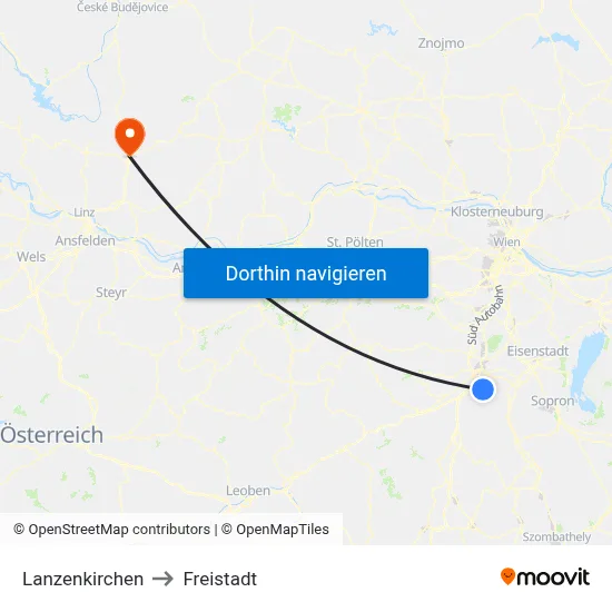 Lanzenkirchen to Freistadt map