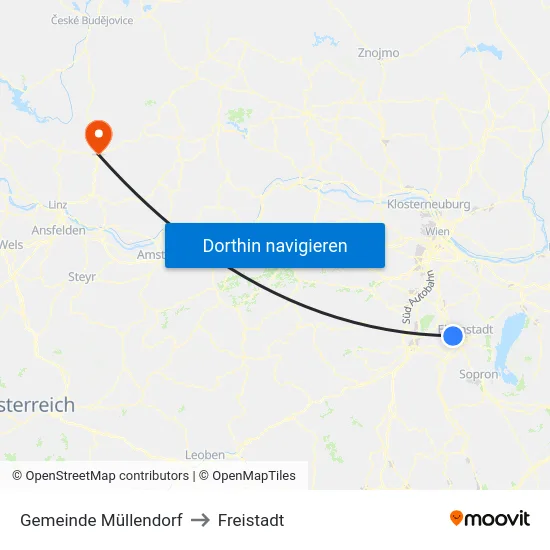 Gemeinde Müllendorf to Freistadt map