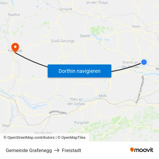 Gemeinde Grafenegg to Freistadt map