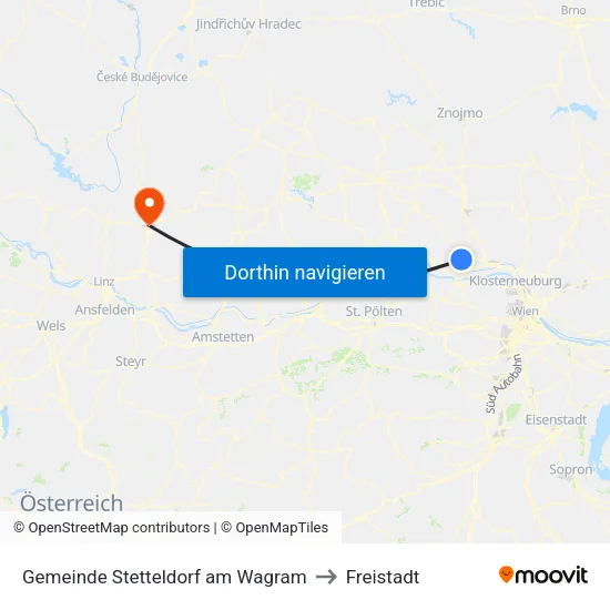 Gemeinde Stetteldorf am Wagram to Freistadt map