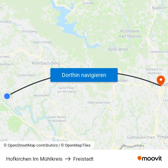 Hofkirchen Im Mühlkreis to Freistadt map