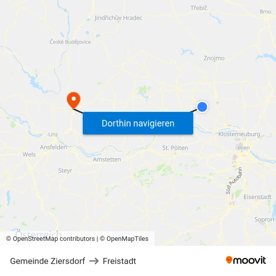Gemeinde Ziersdorf to Freistadt map