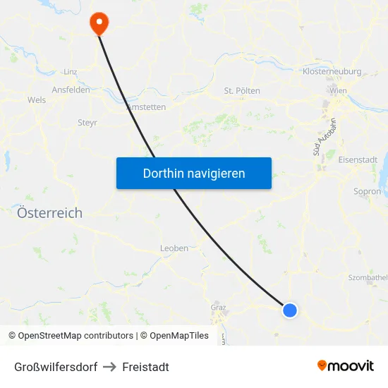 Großwilfersdorf to Freistadt map