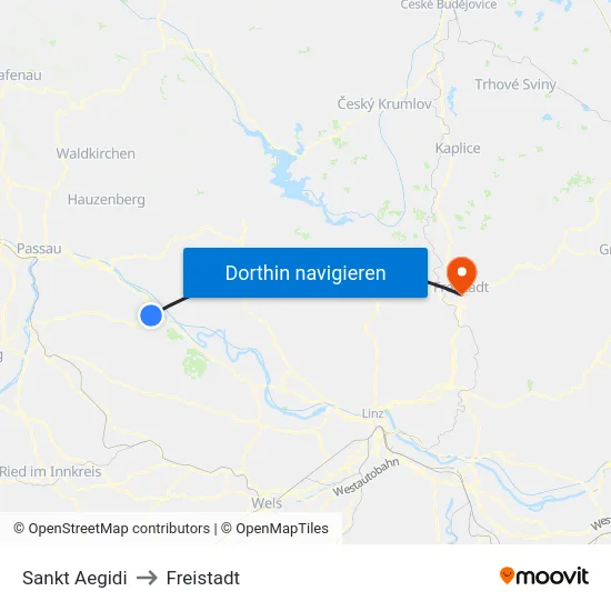 Sankt Aegidi to Freistadt map