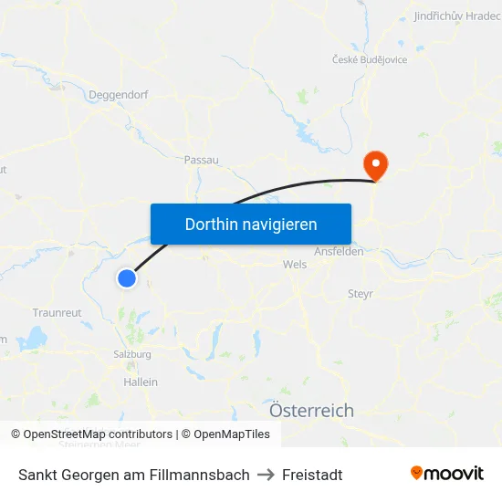 Sankt Georgen am Fillmannsbach to Freistadt map