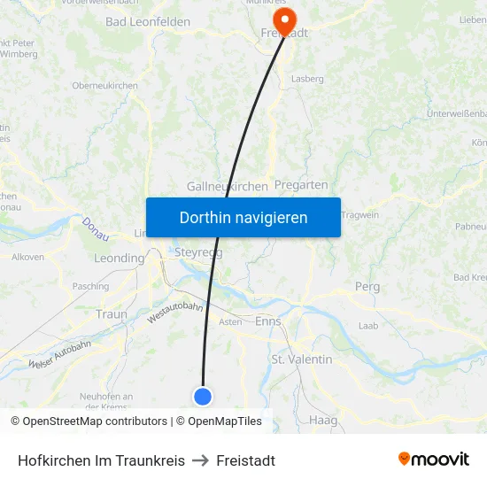 Hofkirchen Im Traunkreis to Freistadt map