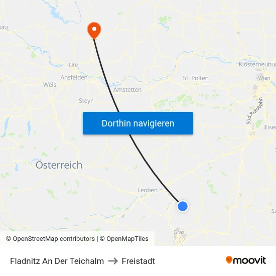 Fladnitz An Der Teichalm to Freistadt map