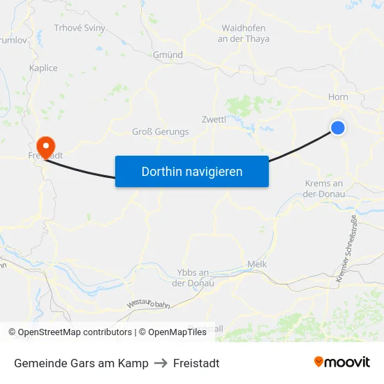 Gemeinde Gars am Kamp to Freistadt map