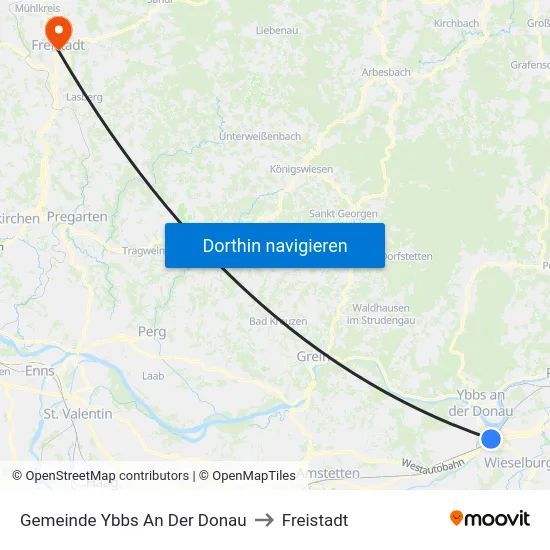 Gemeinde Ybbs An Der Donau to Freistadt map