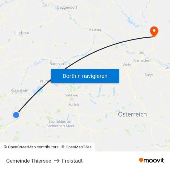 Gemeinde Thiersee to Freistadt map