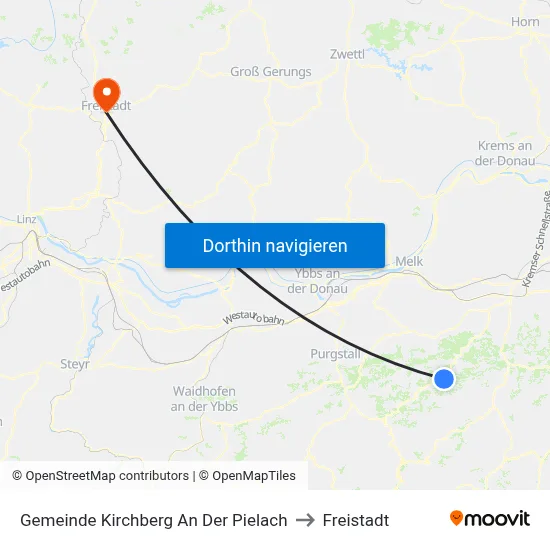 Gemeinde Kirchberg An Der Pielach to Freistadt map
