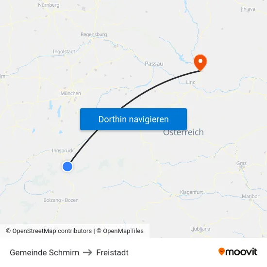 Gemeinde Schmirn to Freistadt map