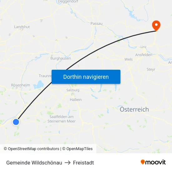 Gemeinde Wildschönau to Freistadt map