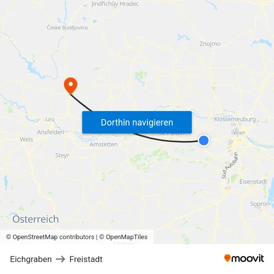 Eichgraben to Freistadt map