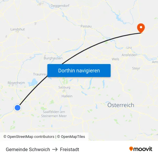 Gemeinde Schwoich to Freistadt map
