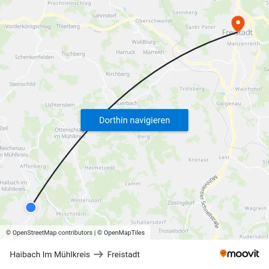 Haibach Im Mühlkreis to Freistadt map