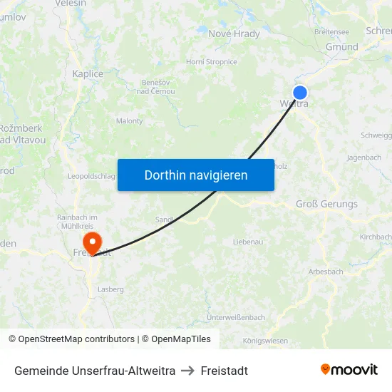 Gemeinde Unserfrau-Altweitra to Freistadt map