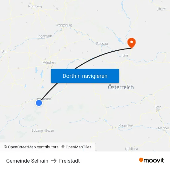 Gemeinde Sellrain to Freistadt map