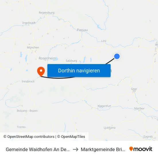 Gemeinde Waidhofen An Der Ybbs to Marktgemeinde Brixlegg map