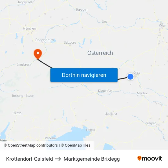 Krottendorf-Gaisfeld to Marktgemeinde Brixlegg map