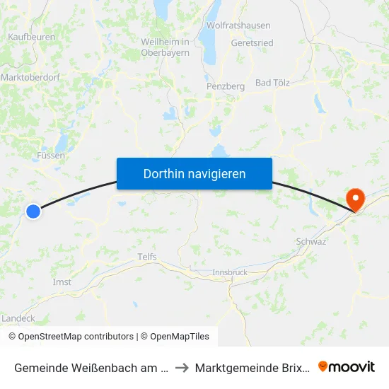 Gemeinde Weißenbach am Lech to Marktgemeinde Brixlegg map