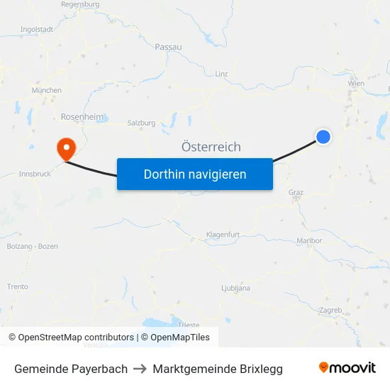 Gemeinde Payerbach to Marktgemeinde Brixlegg map