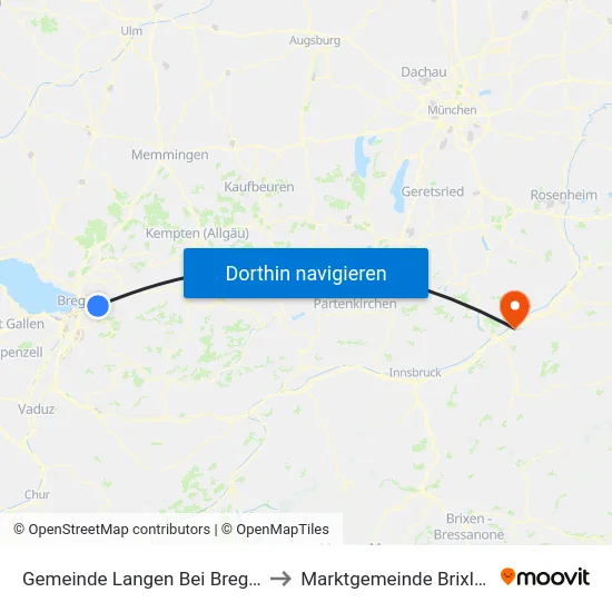 Gemeinde Langen Bei Bregenz to Marktgemeinde Brixlegg map