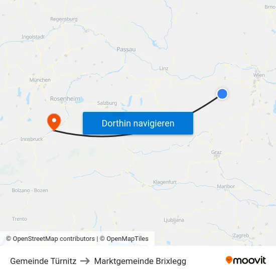 Gemeinde Türnitz to Marktgemeinde Brixlegg map