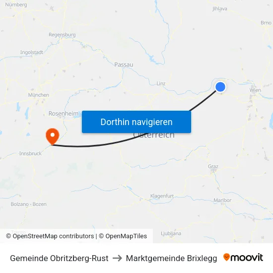 Gemeinde Obritzberg-Rust to Marktgemeinde Brixlegg map