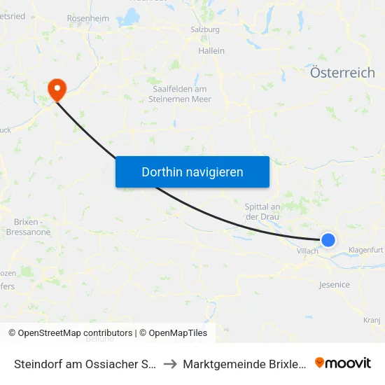 Steindorf am Ossiacher See to Marktgemeinde Brixlegg map