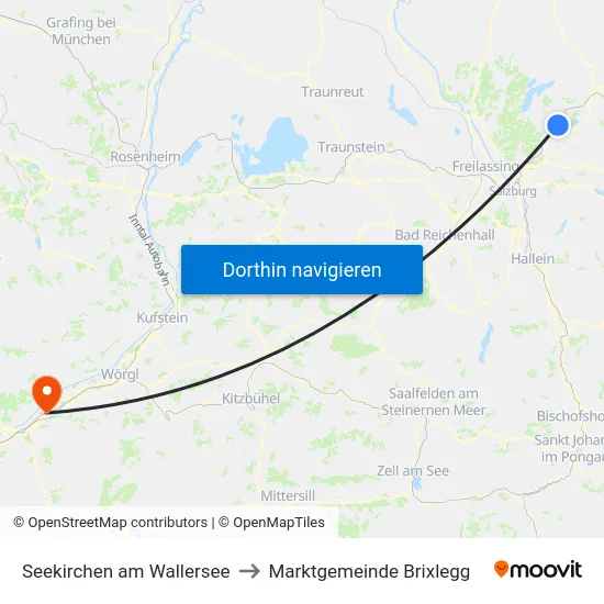 Seekirchen am Wallersee to Marktgemeinde Brixlegg map